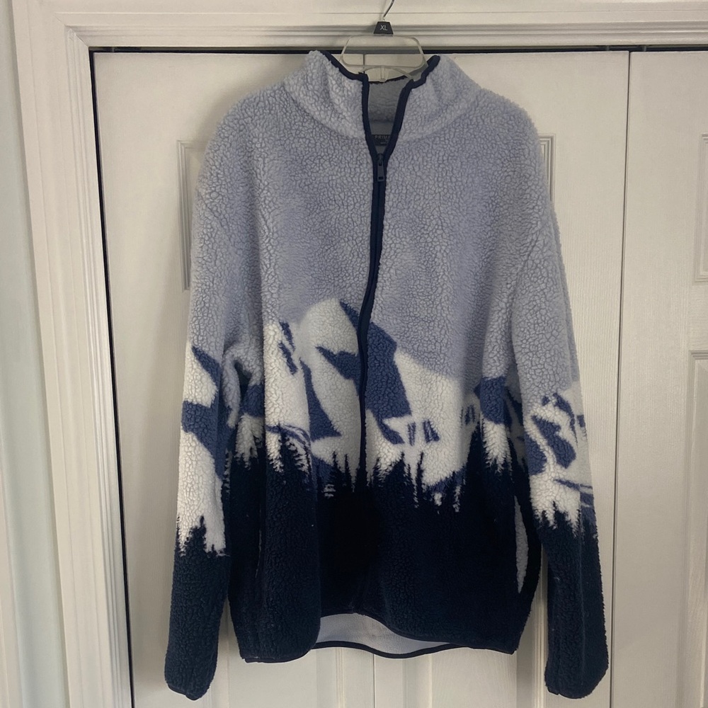 Primark Blue and White Zip-Up Jacket